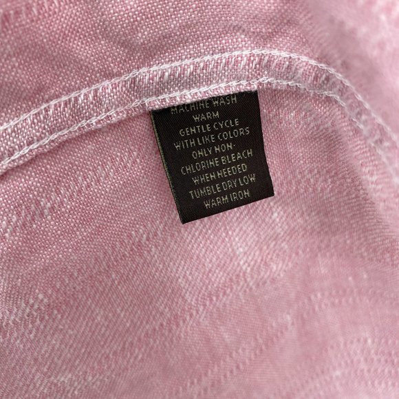 TASSO ELBA Pink Textured Stripe Linen Button Up Long Sleeve Shirt Size L - Picture 16 of 16